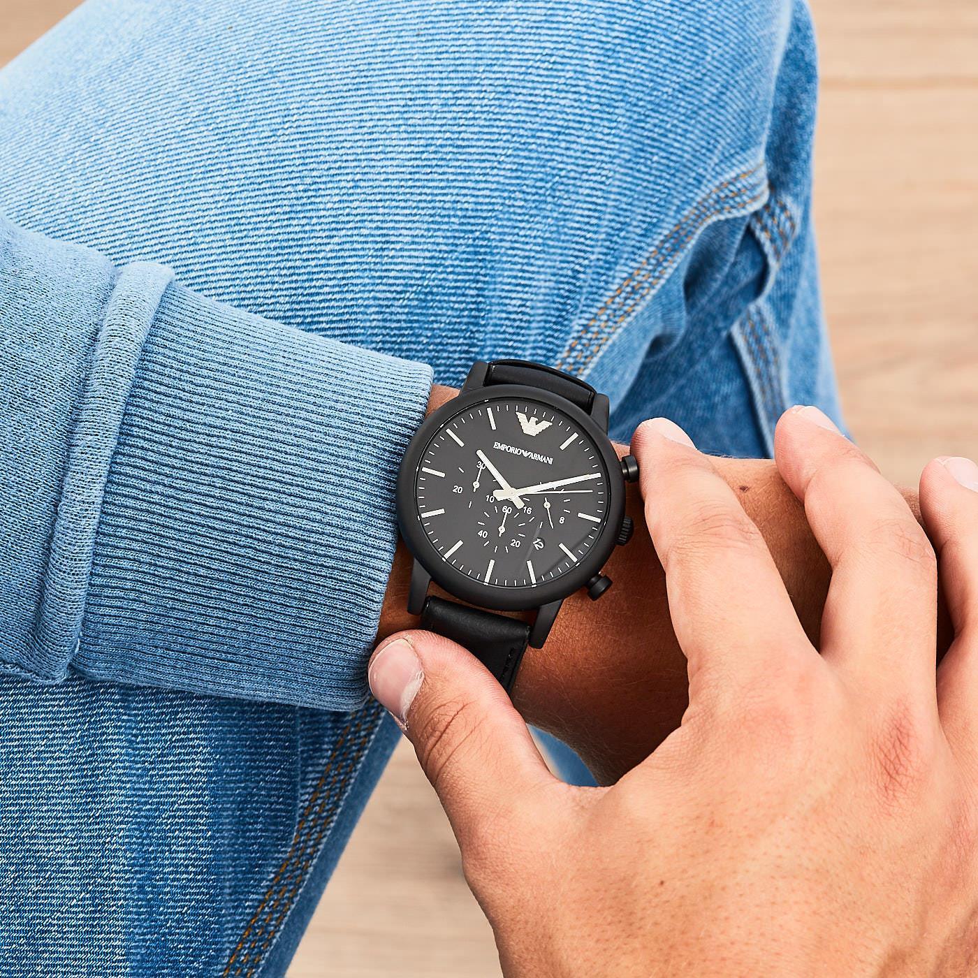 Emporio Armani AR1970 46mm Case Luigi Chronograph Black Dial Men's Watch - Watch Home™ Emporio Armani AR1970 46mm Case Luigi Chronograph Black Dial Men's Watch - Watch Home™